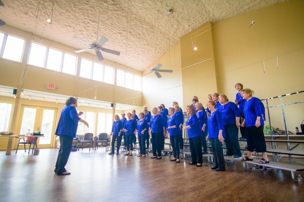 Vocal ensemble singing in concert hall